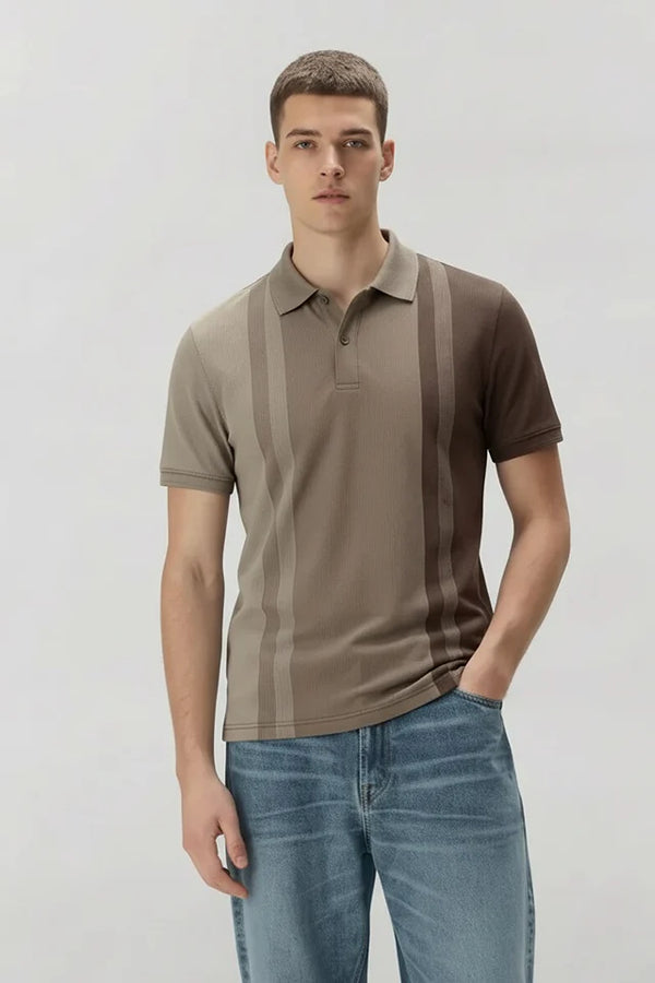 Men Colourblocked Polo Collar T-shirt