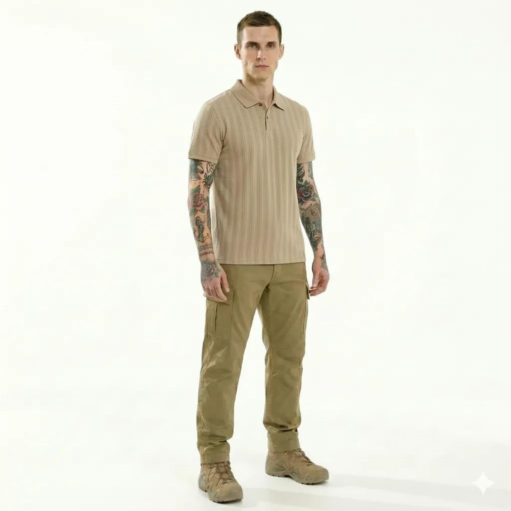 Men Fossil Striped Polo Collar T-shirt