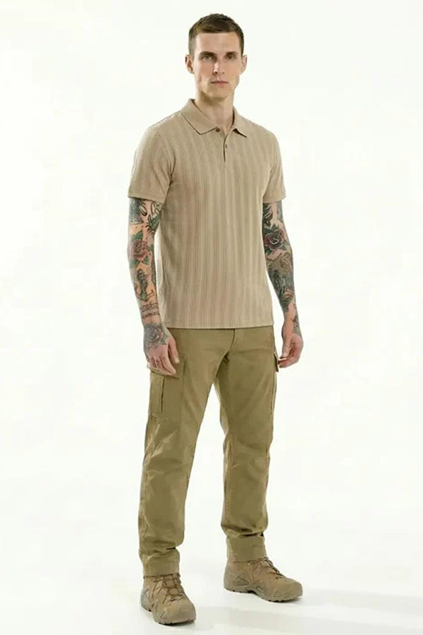 Men Striped Polo Collar T-shirt