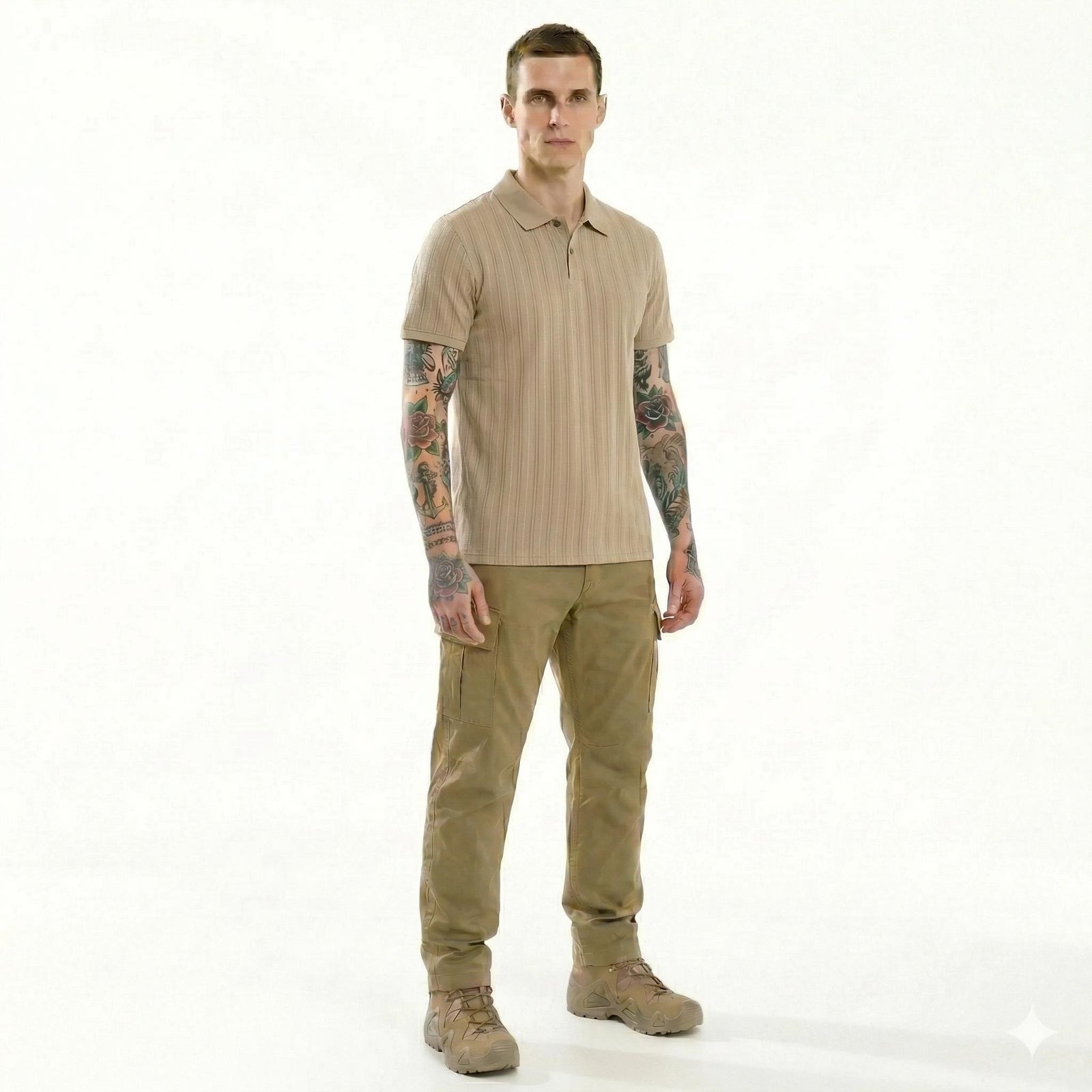Men Fossil Striped Polo Collar T-shirt