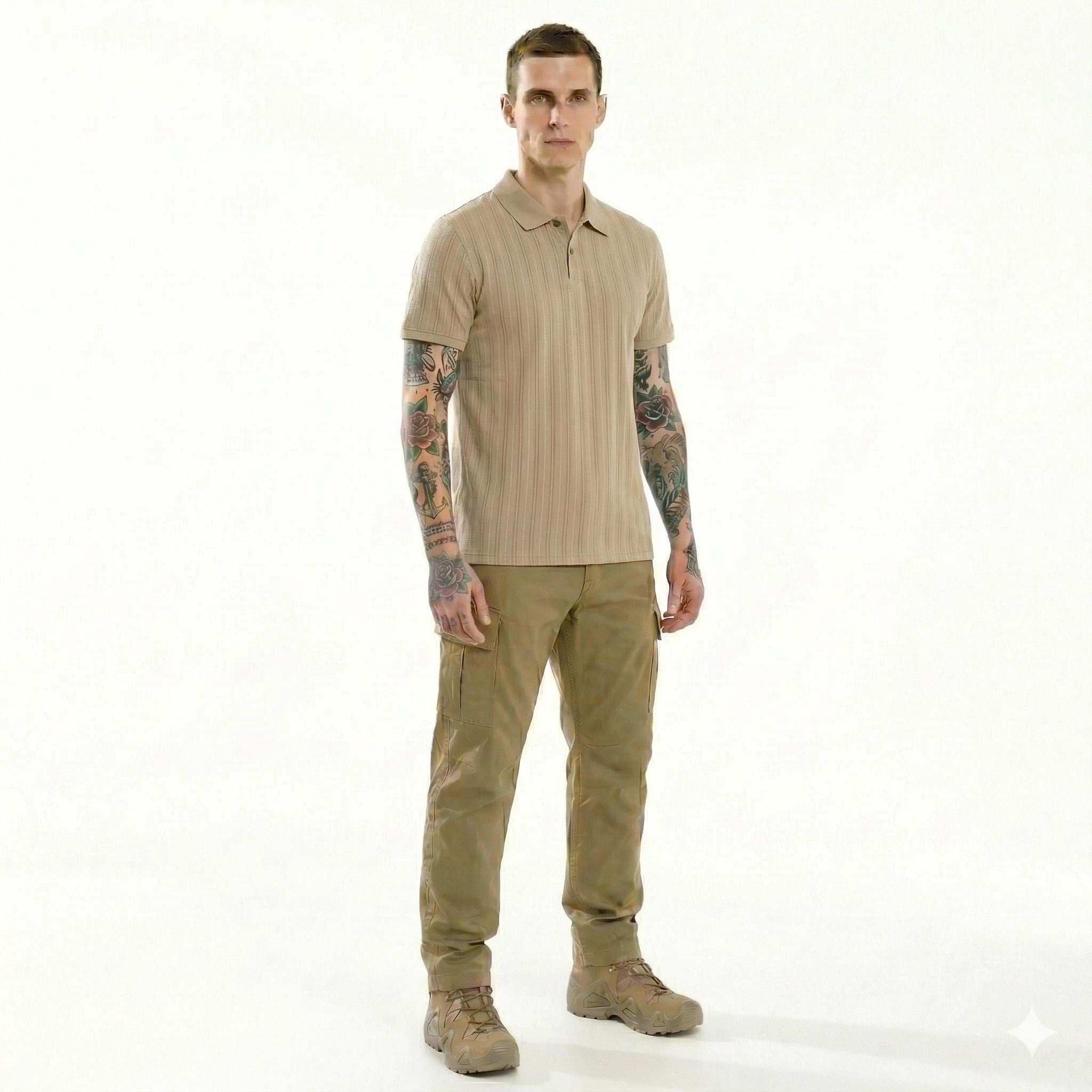 Men Striped Polo Collar T-shirt