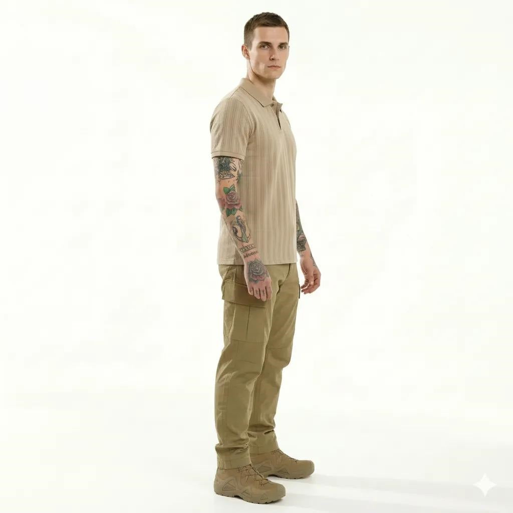 Men Fossil Striped Polo Collar T-shirt