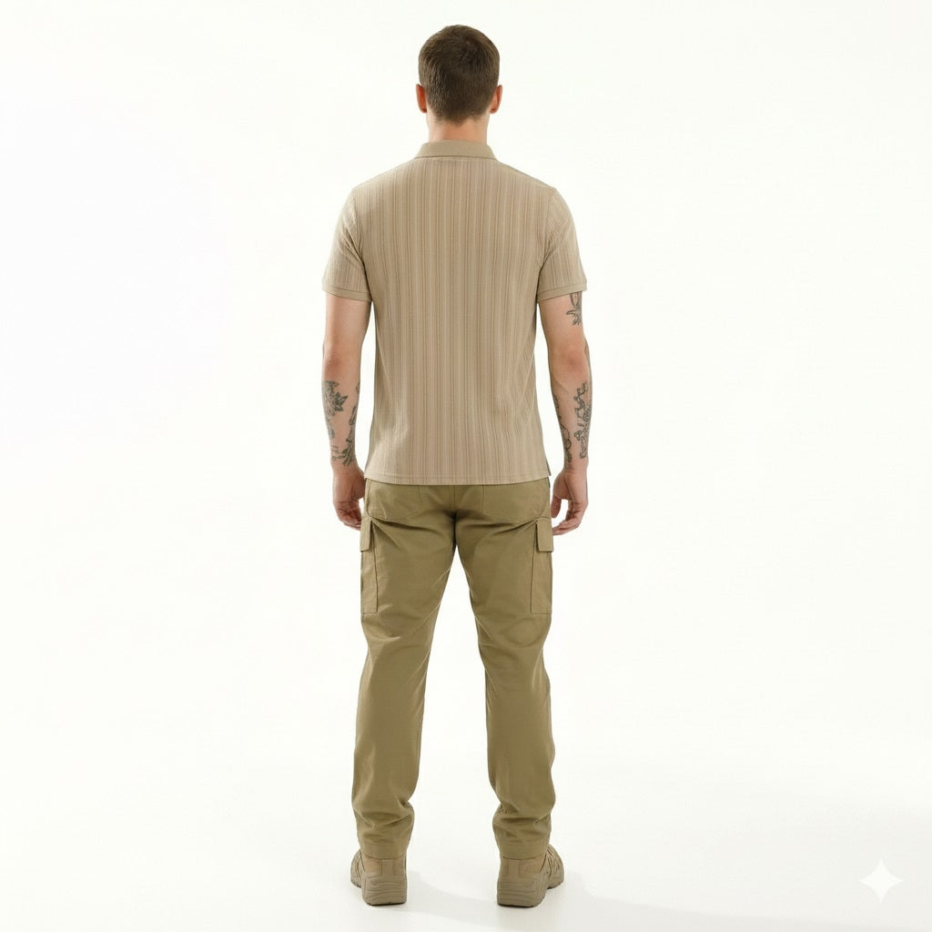 Men Fossil Striped Polo Collar T-shirt