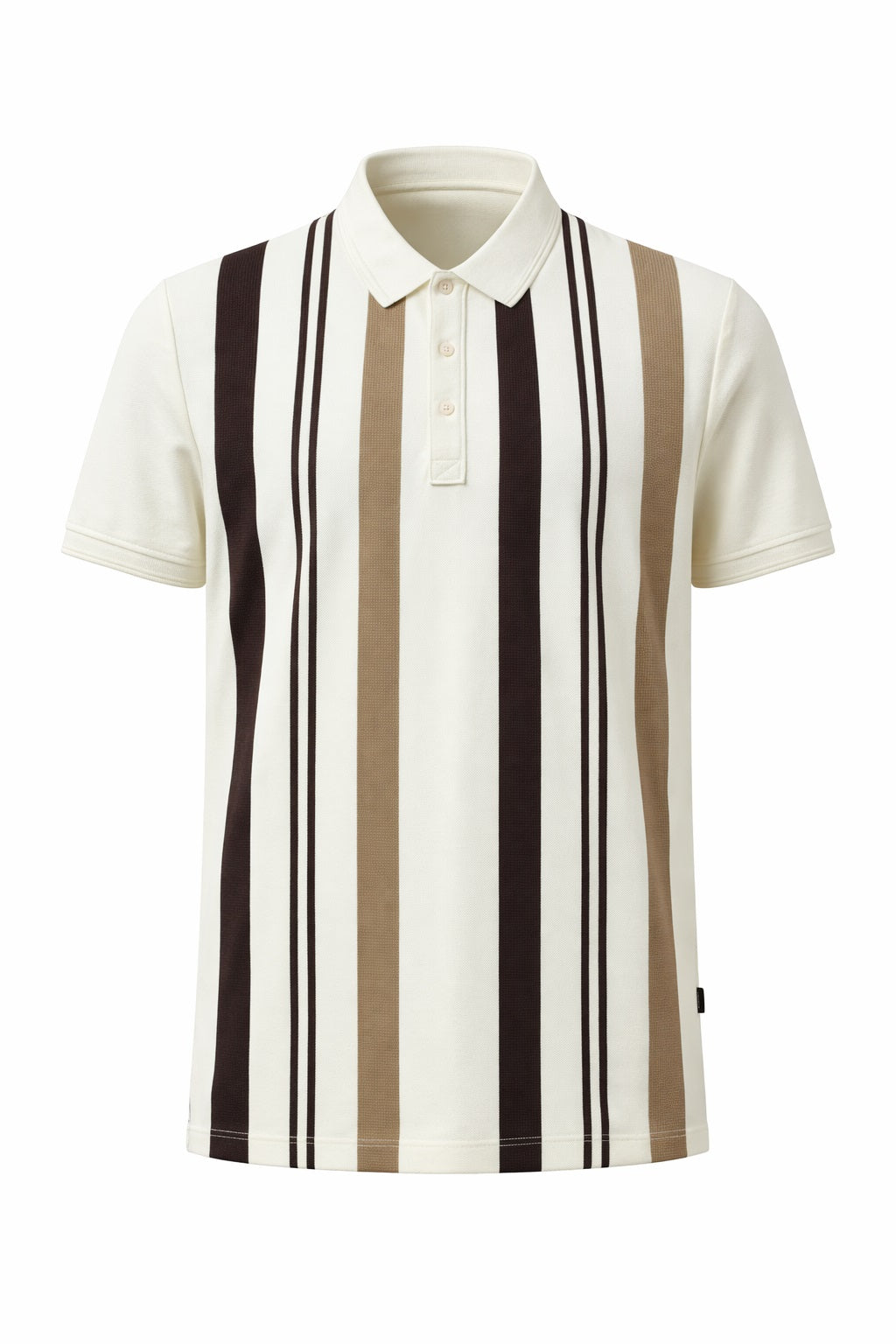 Men Khaki Striped Polo Collar T-shirt
