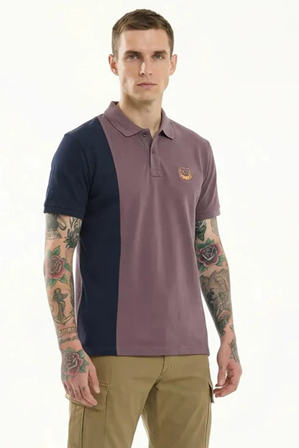Octave Men Colourblocked Polo Collar T-shirt