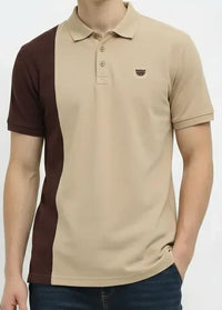Men Safari Striped Polo Collar T-shirt
