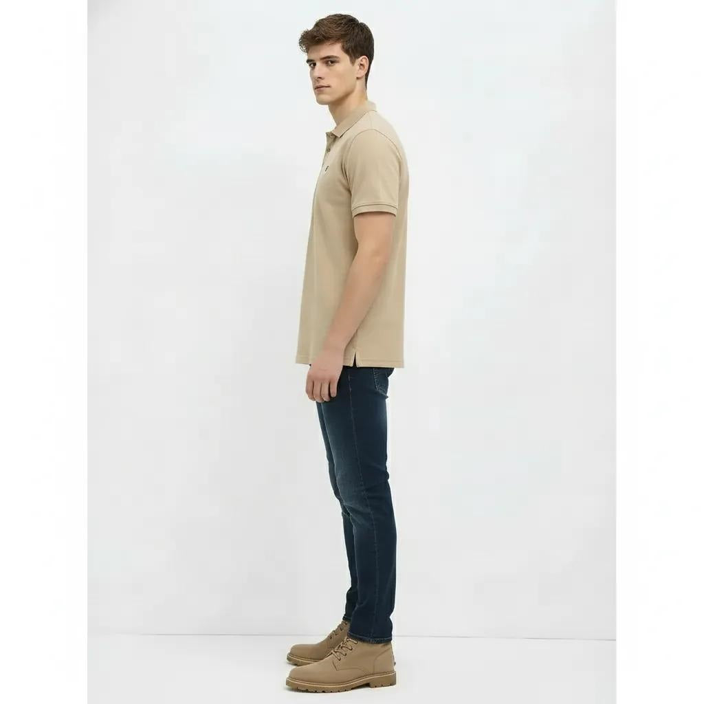 Men Safari Striped Polo Collar T-shirt