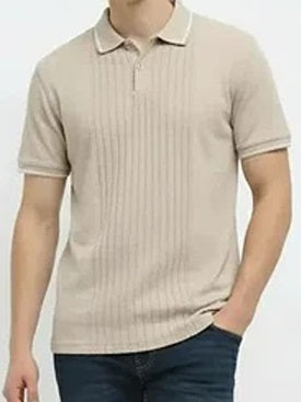 Men Fossil Striped Polo Collar T-shirt