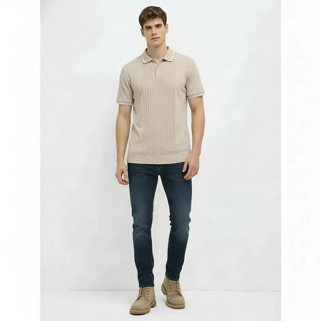 Men Fossil Striped Polo Collar T-shirt