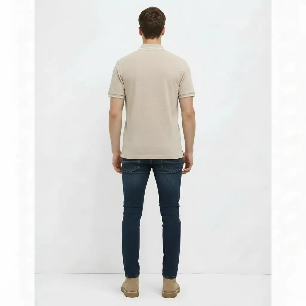 Men Fossil Striped Polo Collar T-shirt