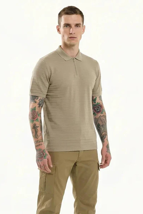 Octave Men Striped Polo Collar T-shirt