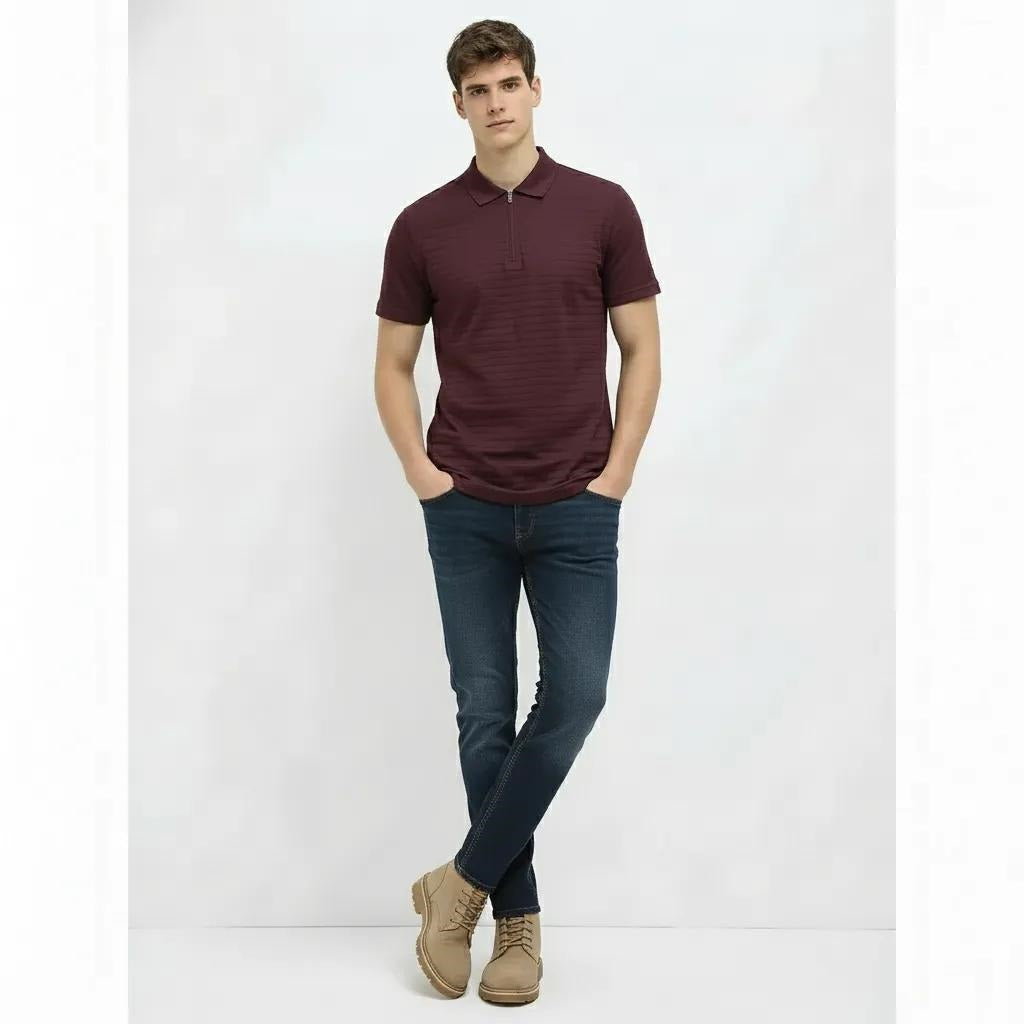 Men Wine Sold Polo Collar T-shirt
