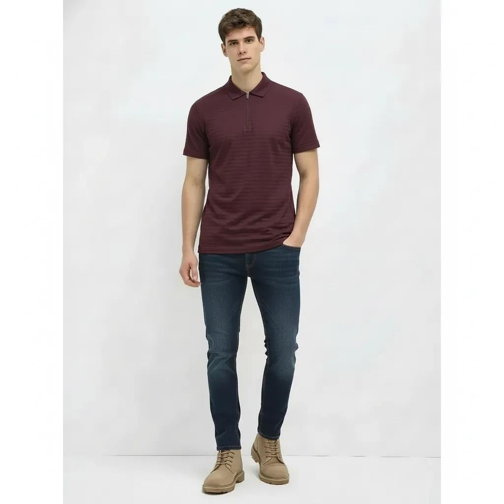 Men Wine Sold Polo Collar T-shirt