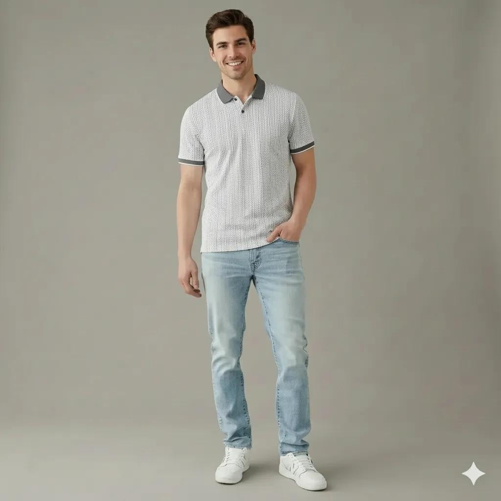 Men Polo Collar Solid T-shirt
