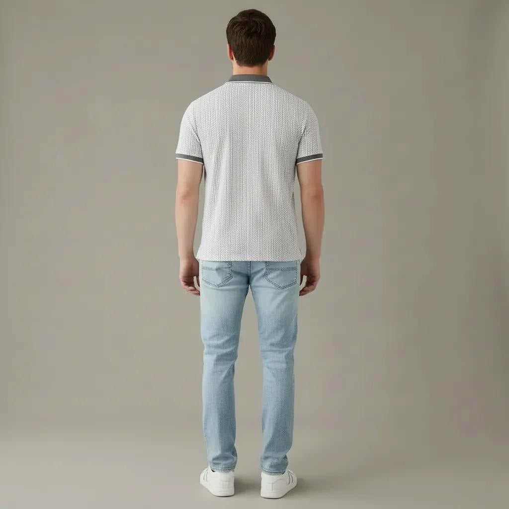 Men Navy Polo Collar Solid T-shirt