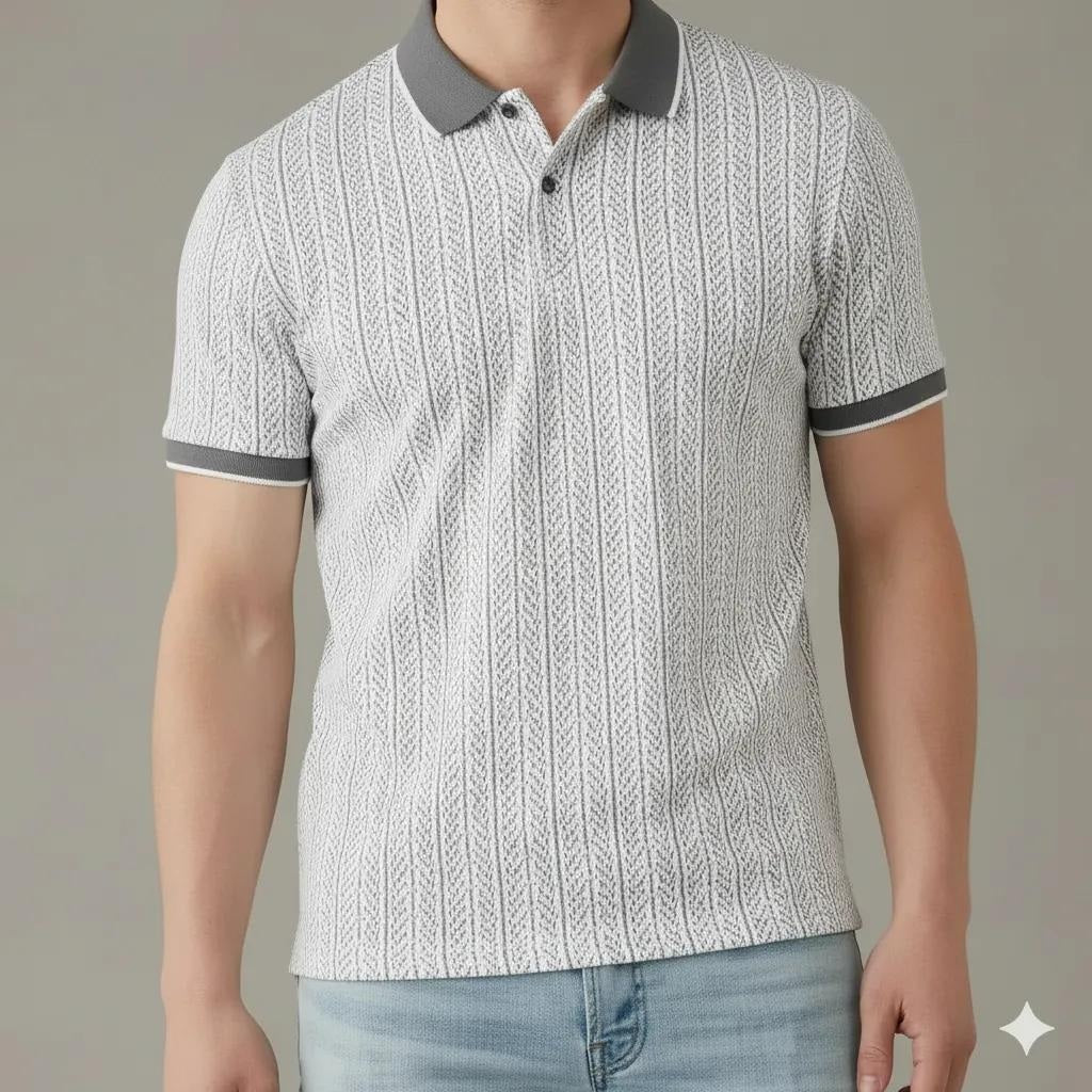 Men Polo Collar Solid T-shirt