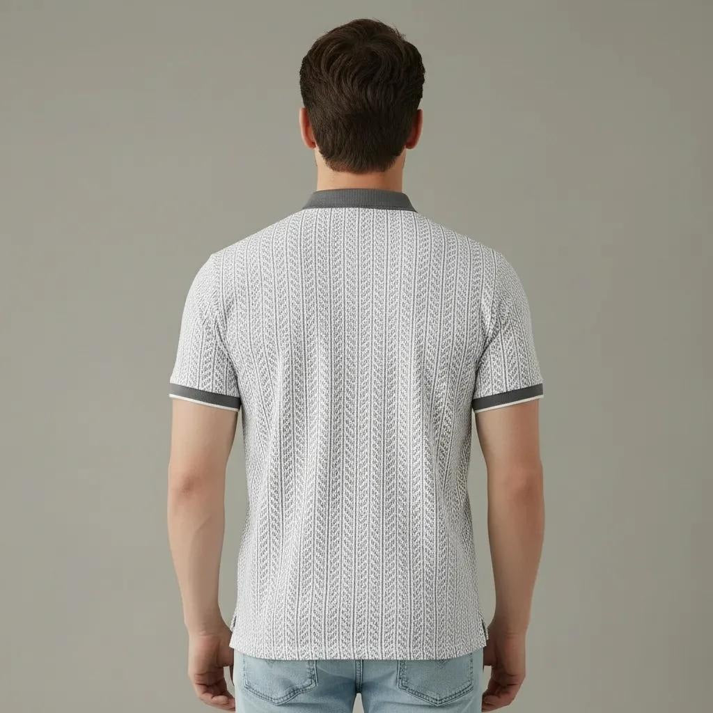 Men Navy Polo Collar Solid T-shirt