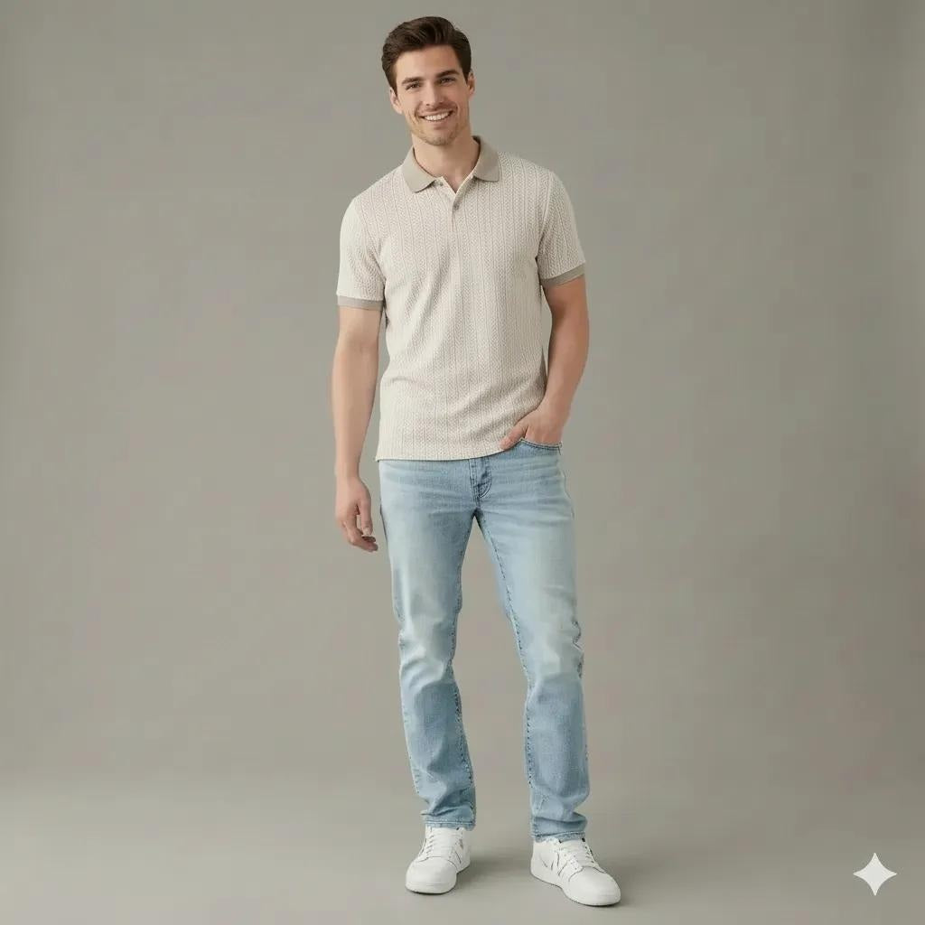 Men Stone Polo Collar Solid T-shirt
