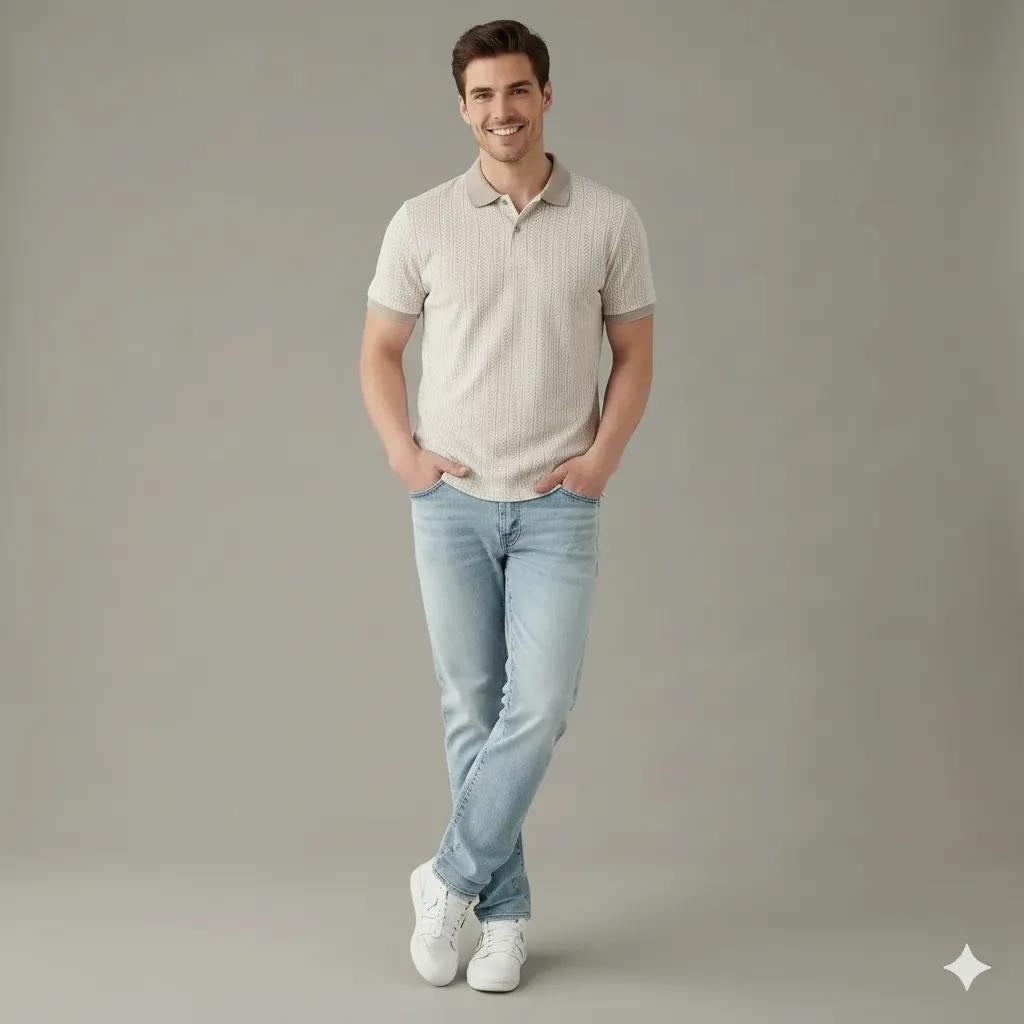 Men Stone Polo Collar Solid T-shirt