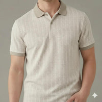 Men Stone Polo Collar Solid T-shirt