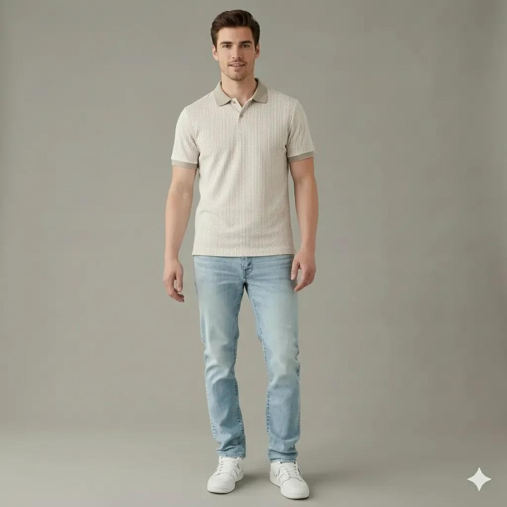 Men Stone Polo Collar Solid T-shirt