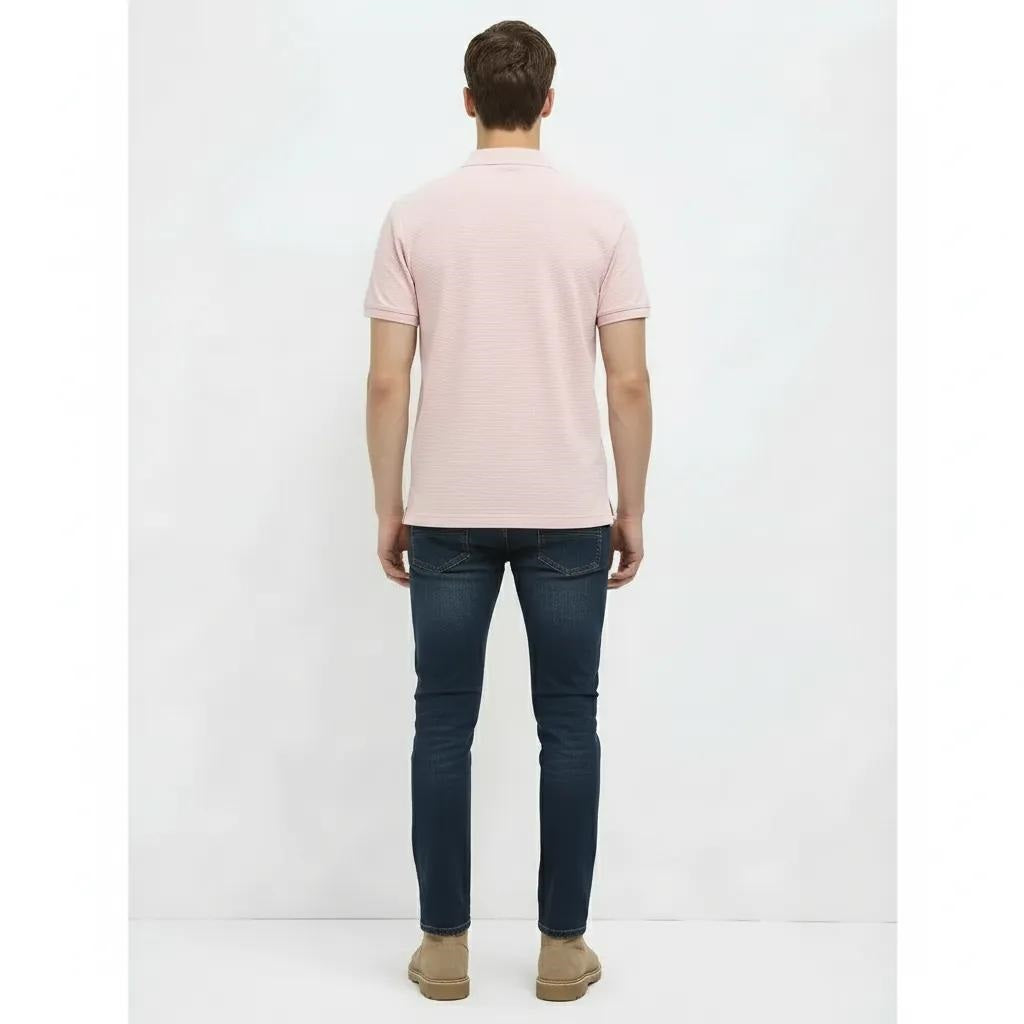 Men Primrose Pink Sold Polo Collar T-shirt