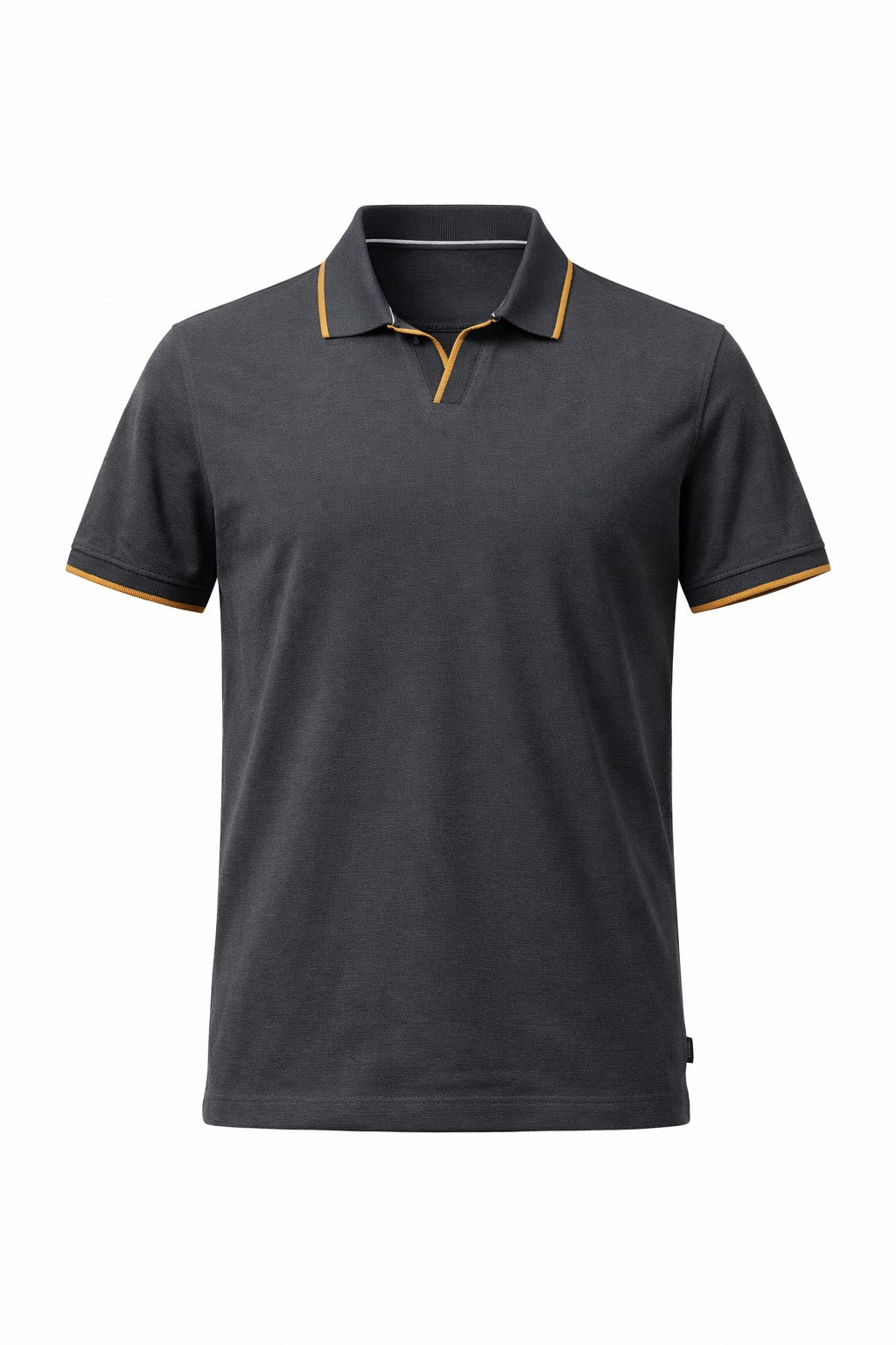 Men Black Sold Polo Collar T-shirt