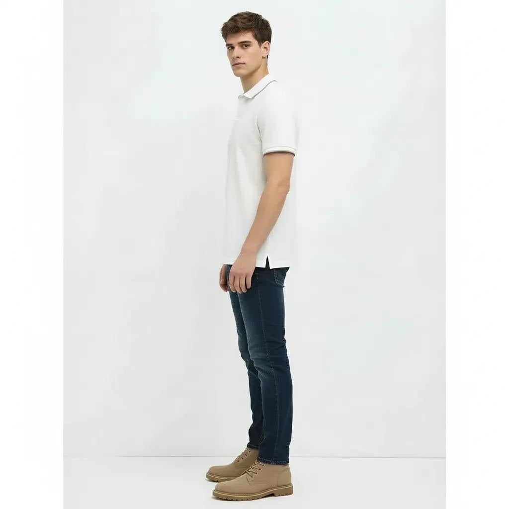 Men Off White Sold Polo Collar T-shirt