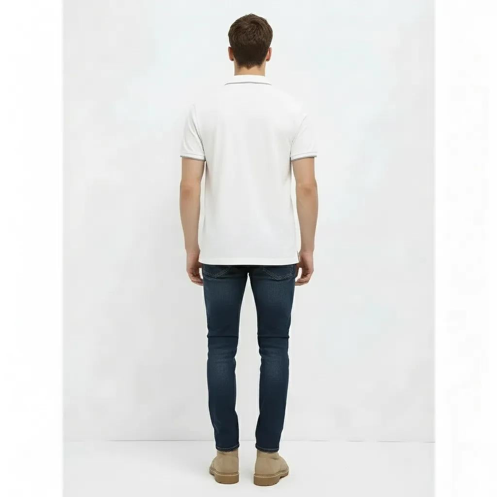 Men Off White Sold Polo Collar T-shirt