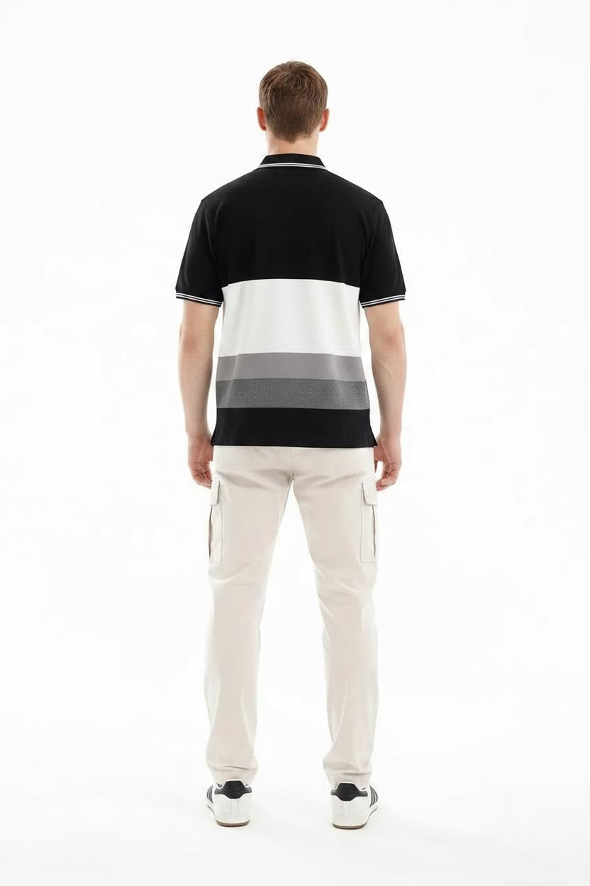 Men Colourblocked Polo Collar T-shirt