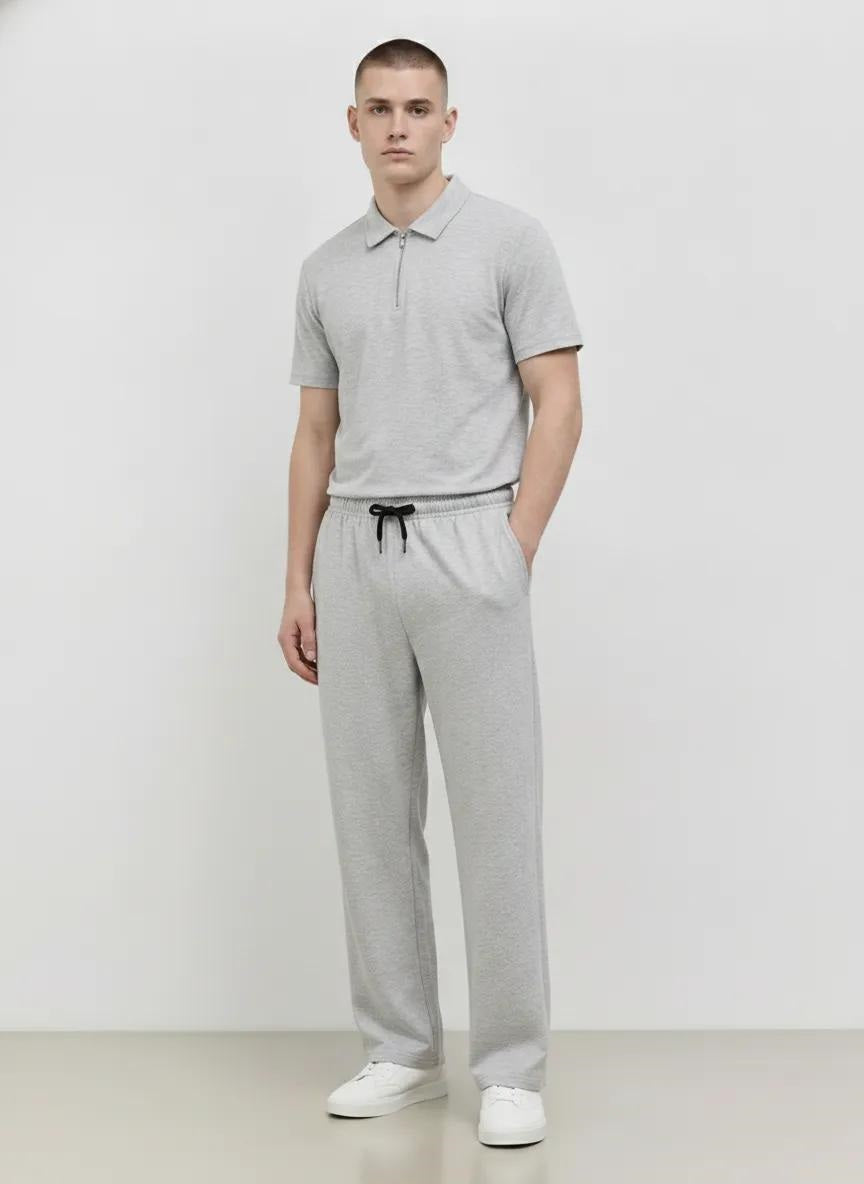Men Grey Melange Regular Fit Training Track Pants
