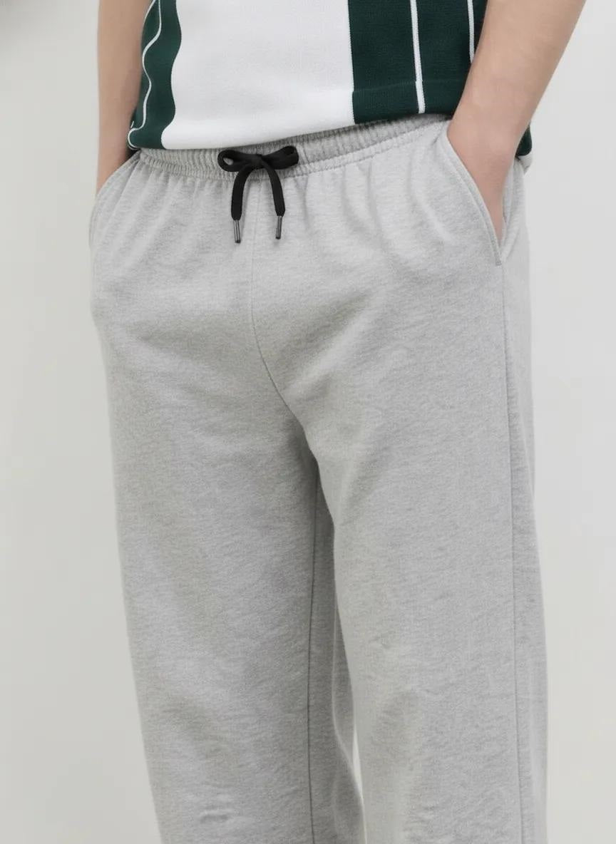 Men Grey Melange Regular Fit Training Track Pants