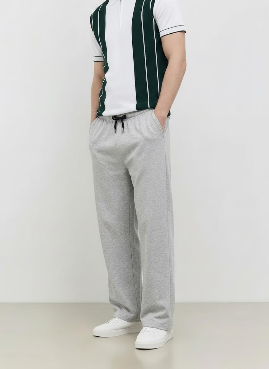 Men Grey Melange Regular Fit Training Track Pants