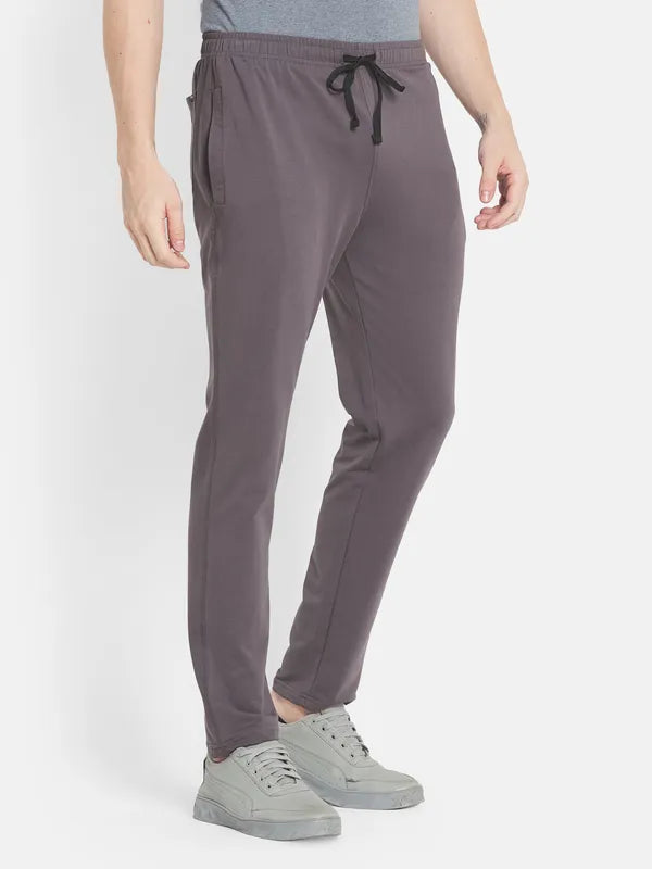 Men Grey Solid Track Pants