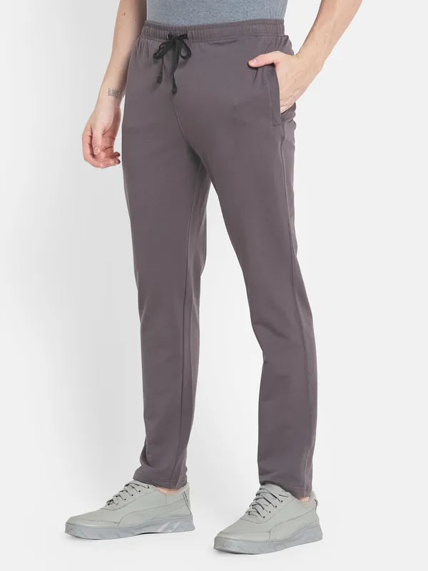 Men Grey Solid Track Pants