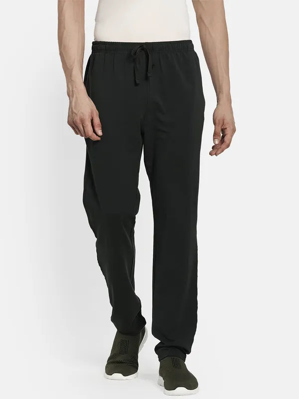 Men Olive-Green Solid Cotton Track Pants