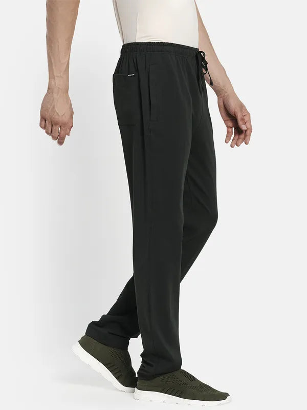 Men Olive-Green Solid Cotton Track Pants