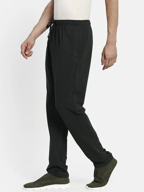 Men Olive-Green Solid Cotton Track Pants