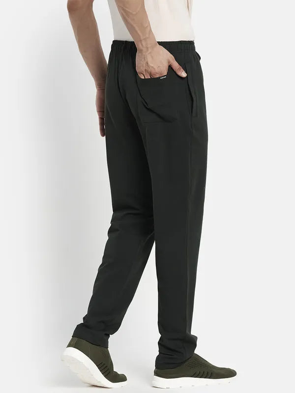 Men Olive-Green Solid Cotton Track Pants