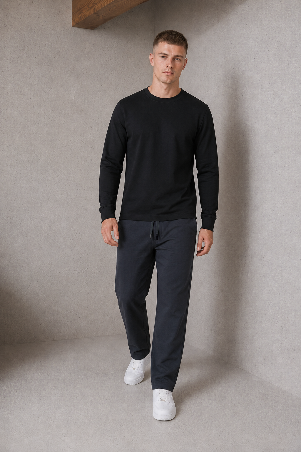 Men’s Coal French Terry Lycra Pre-Winter Knitted Lower – Regular Fit Stretch