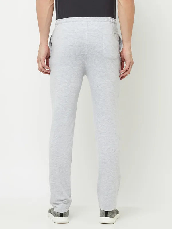 Octave Men Grey-Melange Solid Cotton Track Pant