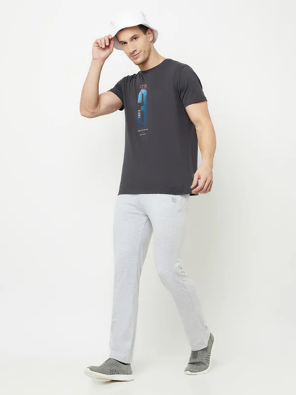 Octave Men Grey Solid Cotton Track Pants