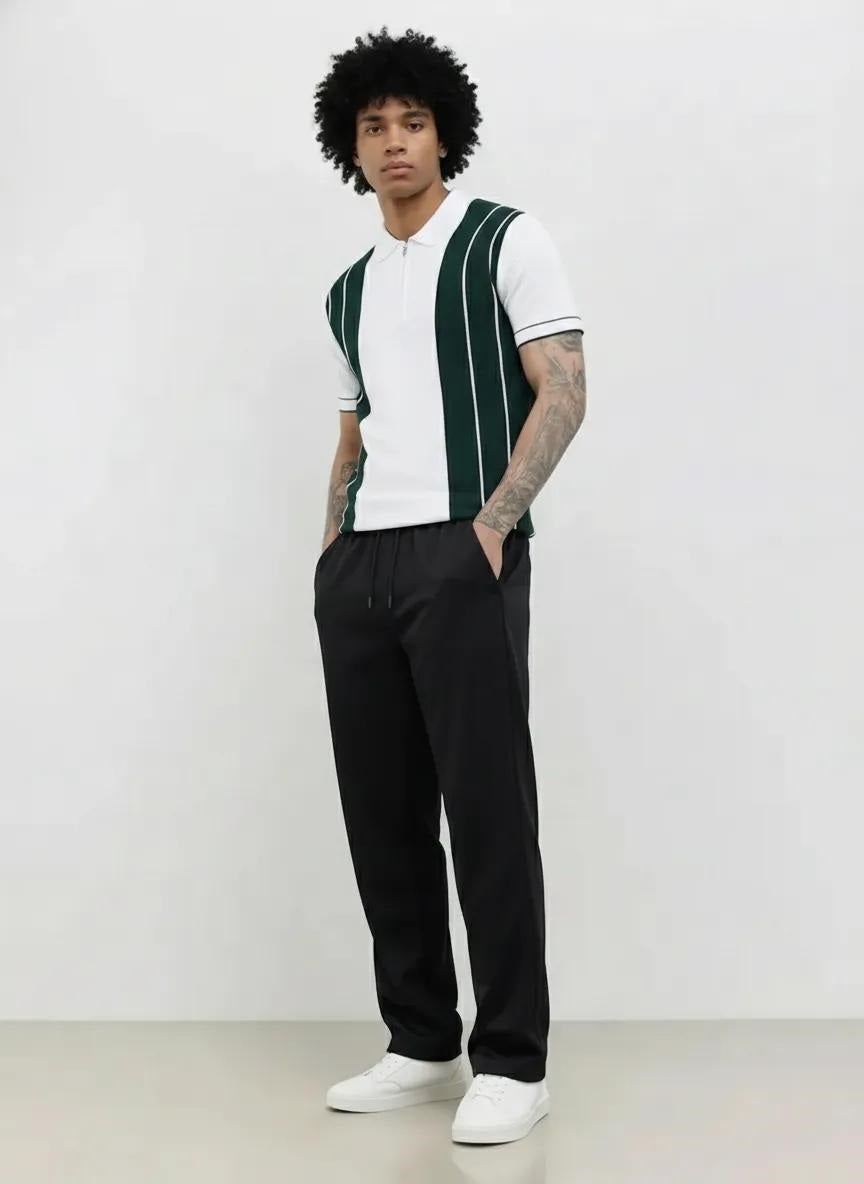 Men Black Solid Regular Fit Track Pants
