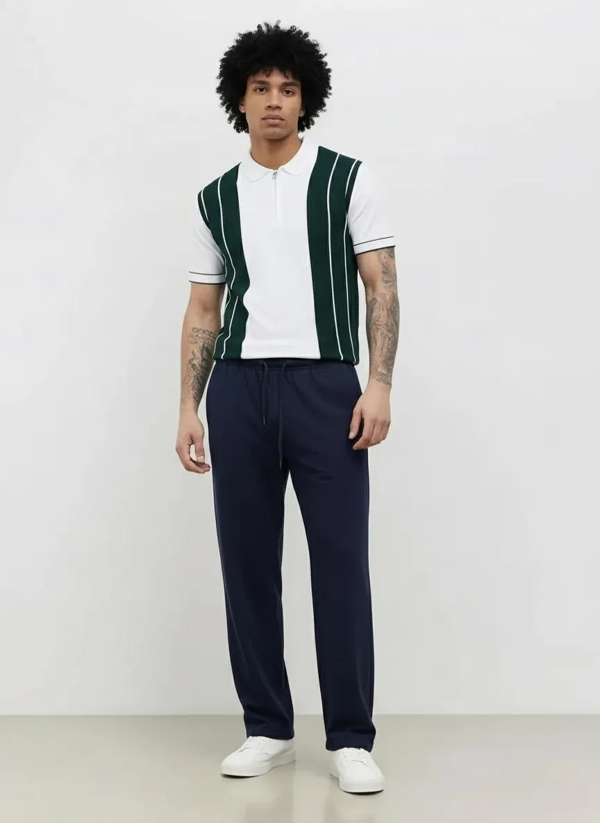 Men Dark Navy Solid Regular Fit Track Pants