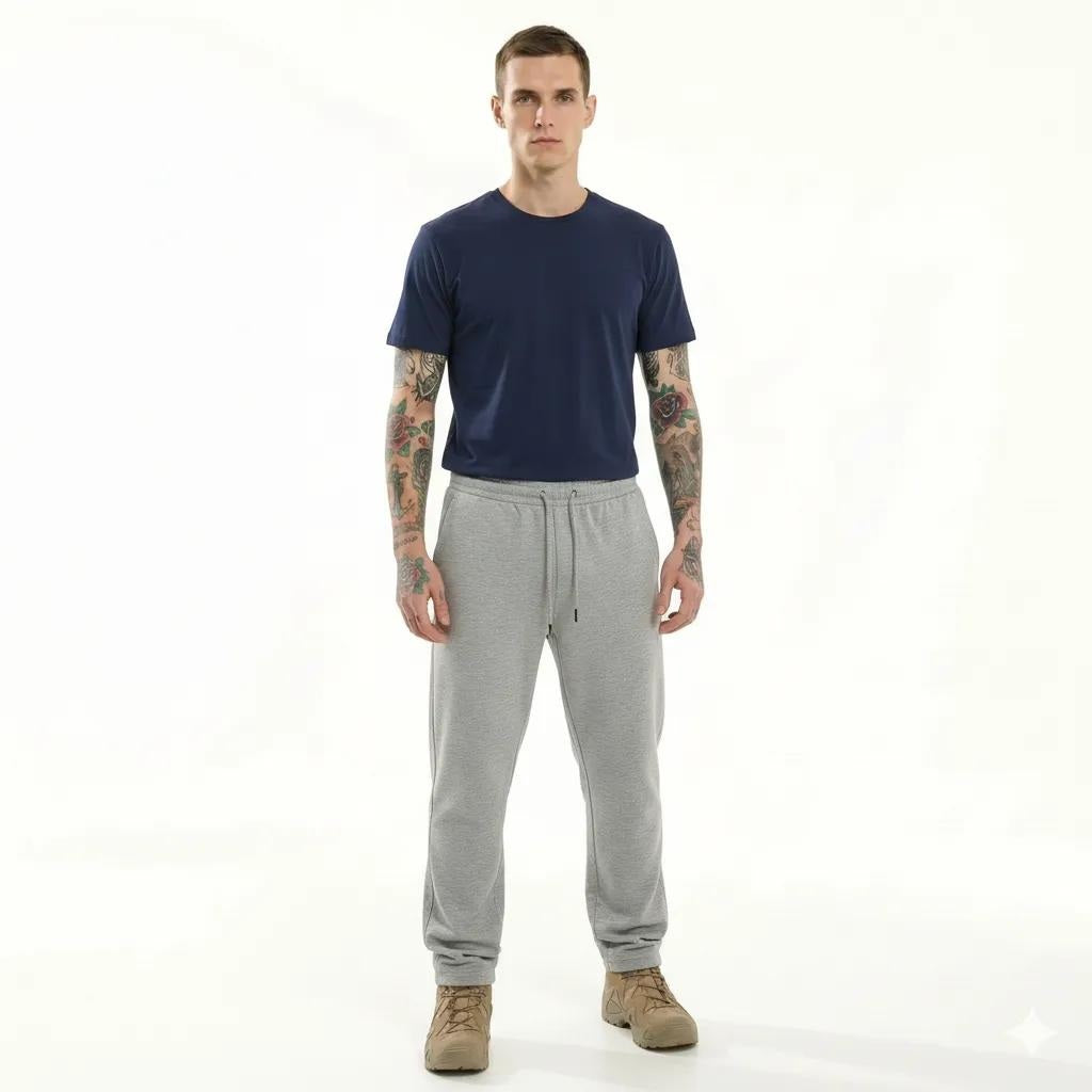 Men Grey Melange Solid Regulr Fit TrackPant