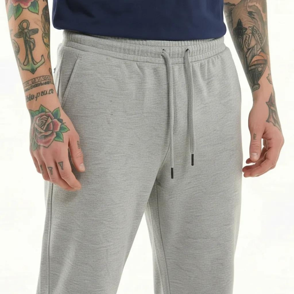 Men Grey Melange Solid Regulr Fit TrackPant