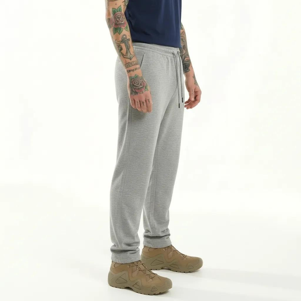 Men Grey Melange Solid Regulr Fit TrackPant