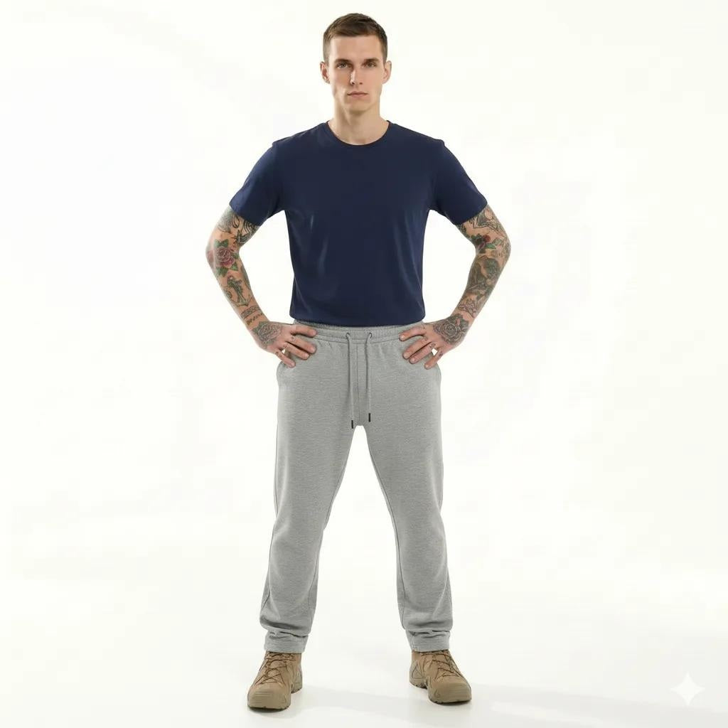 Men Grey Melange Solid Regulr Fit TrackPant