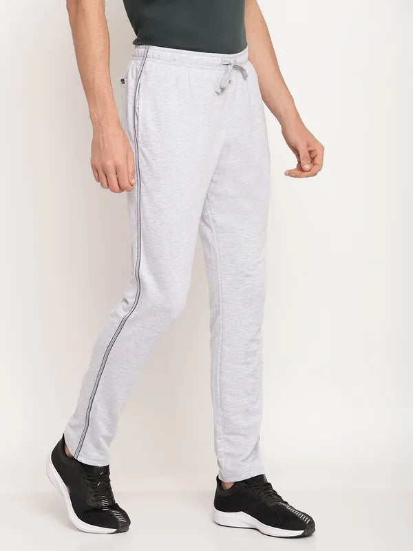 Octave Men Grey Solid Cotton Track Pants