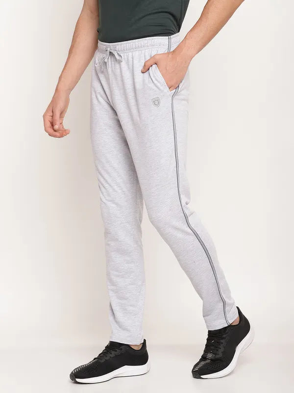 Octave Men Grey Solid Cotton Track Pants